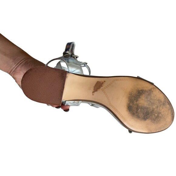 DUNE London Silver Jeweled Heels Sandals Size 38 / US 7 - Picture 7 of 11